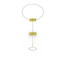 Kurdele Şahmeran Bilezik - Peridot 8 ayar altın bilezik (40 cm rose altın rolo zincir) #1y9t2yi