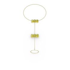 Kurdele Şahmeran Bilezik - Peridot 18 ayar altın bilezik (40 cm altın rolo zincir) #1yhs032