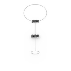 Kurdele Şahmeran Bilezik - Siyah zirkon 8 ayar beyaz altın bilezik (40 cm beyaz altın rolo zincir) #1yksh17