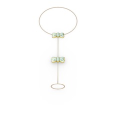 Kurdele Şahmeran Bilezik - Akuamarin 18 ayar altın bilezik (40 cm rose altın rolo zincir) #1ysu34j