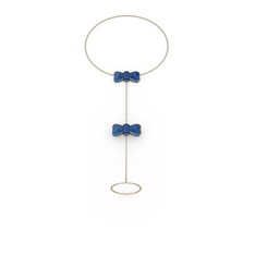 Kurdele Şahmeran Bilezik - Lab safir 925 ayar siyah rodyum kaplama gümüş bilezik (40 cm rose altın rolo zincir) #3cqs7s