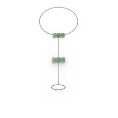 Kurdele Şahmeran Bilezik - Yeşil kuvars 8 ayar rose altın bilezik (40 cm gümüş rolo zincir) #46wv1v