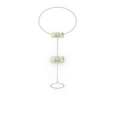 Akuamarin 14 ayar altın bilezik (40 cm beyaz altın rolo zincir)