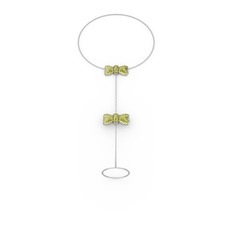 Peridot 8 ayar beyaz altın bilezik (40 cm beyaz altın rolo zincir)