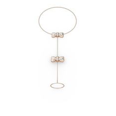 Kurdele Şahmeran Bilezik - Beyaz zirkon 8 ayar rose altın bilezik (40 cm rose altın rolo zincir) #6rfvzy