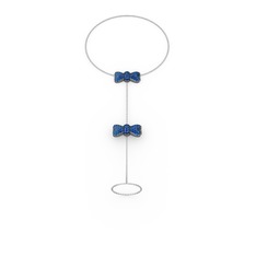 Lab safir 925 ayar siyah rodyum kaplama gümüş bilezik (40 cm gümüş rolo zincir)