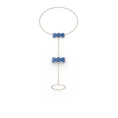 Kurdele Şahmeran Bilezik - Lab safir 18 ayar beyaz altın bilezik (40 cm rose altın rolo zincir) #97w751