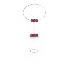 Kurdele Şahmeran Bilezik - Rodolit garnet 925 ayar siyah rodyum kaplama gümüş bilezik (40 cm beyaz altın rolo zincir) #aj52nz