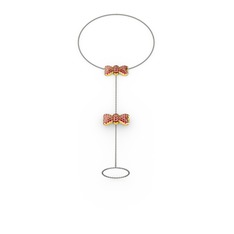 Garnet 8 ayar altın bilezik (40 cm gümüş rolo zincir)
