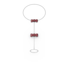 Kurdele Şahmeran Bilezik - Garnet 925 ayar siyah rodyum kaplama gümüş bilezik (40 cm beyaz altın rolo zincir) #d1letr