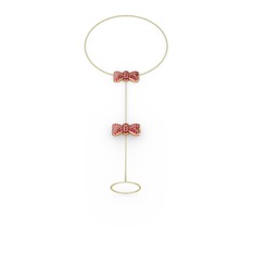 Garnet 925 ayar rose altın kaplama gümüş bilezik (40 cm altın rolo zincir)