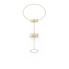 Kurdele Şahmeran Bilezik - Swarovski 8 ayar altın bilezik (40 cm rose altın rolo zincir) #dnk93y