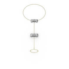 Kurdele Şahmeran Bilezik - Swarovski 925 ayar siyah rodyum kaplama gümüş bilezik (40 cm altın rolo zincir) #idfghw