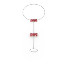 Kurdele Şahmeran Bilezik - Rodolit garnet 925 ayar rose altın kaplama gümüş bilezik (40 cm beyaz altın rolo zincir) #m8hjrj