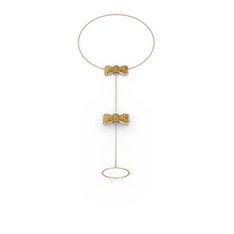 Kurdele Şahmeran Bilezik - Sitrin 925 ayar gümüş bilezik (40 cm rose altın rolo zincir) #m8n0cc