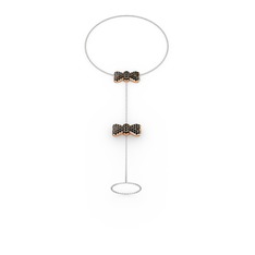 Kurdele Şahmeran Bilezik - Siyah zirkon 8 ayar rose altın bilezik (40 cm beyaz altın rolo zincir) #rk3fbh