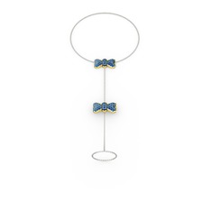 Kurdele Şahmeran Bilezik - Lab safir 18 ayar altın bilezik (40 cm beyaz altın rolo zincir) #rl1vqh