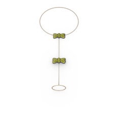 Kurdele Şahmeran Bilezik - Peridot 925 ayar siyah rodyum kaplama gümüş bilezik (40 cm rose altın rolo zincir) #sjnas5