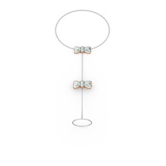 Akuamarin 8 ayar rose altın bilezik (40 cm beyaz altın rolo zincir)