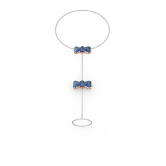 Kurdele Şahmeran Bilezik - Lab safir 8 ayar rose altın bilezik (40 cm gümüş rolo zincir) #sw73jx