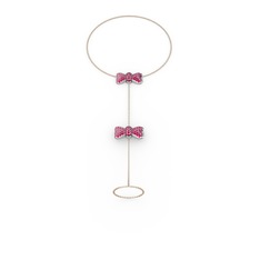 Rodolit garnet 14 ayar beyaz altın bilezik (40 cm gümüş rolo zincir)