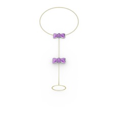 Ametist 925 ayar gümüş bilezik (40 cm altın rolo zincir)