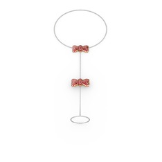 Kurdele Şahmeran Bilezik - Garnet 8 ayar rose altın bilezik (40 cm beyaz altın rolo zincir) #trzkhn