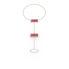 Kurdele Şahmeran Bilezik - Rodolit garnet 14 ayar rose altın bilezik (40 cm rose altın rolo zincir) #twq083