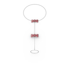 Garnet 18 ayar beyaz altın bilezik (40 cm beyaz altın rolo zincir)