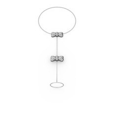 Kurdele Şahmeran Bilezik - Beyaz zirkon 925 ayar siyah rodyum kaplama gümüş bilezik (40 cm gümüş rolo zincir) #xl0e5c