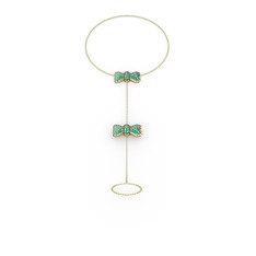 Kurdele Şahmeran Bilezik - Yeşil kuvars 18 ayar rose altın bilezik (40 cm altın rolo zincir) #xnmljv