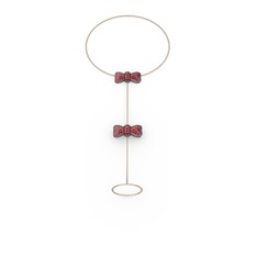 Kurdele Şahmeran Bilezik - Garnet 925 ayar siyah rodyum kaplama gümüş bilezik (40 cm rose altın rolo zincir) #xqp9nx