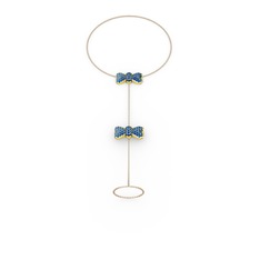 Kurdele Şahmeran Bilezik - Lab safir 18 ayar altın bilezik (40 cm rose altın rolo zincir) #ytqwra