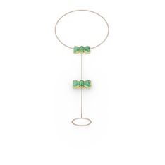 Kurdele Şahmeran Bilezik - Yeşil kuvars 14 ayar altın bilezik (40 cm rose altın rolo zincir) #zhn9p6