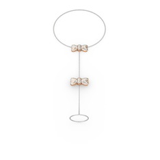 Kurdele Şahmeran Bilezik - Beyaz zirkon 925 ayar rose altın kaplama gümüş bilezik (40 cm beyaz altın rolo zincir) #zm8wwp
