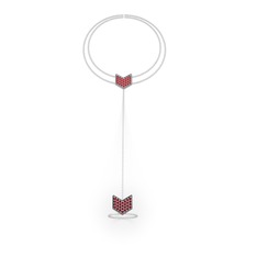 Garnet 18 ayar beyaz altın bilezik (40 cm beyaz altın rolo zincir)