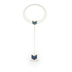 Lab safir 18 ayar altın bilezik (40 cm gümüş rolo zincir)