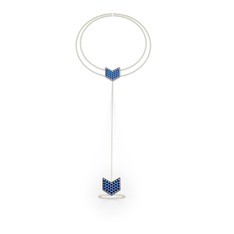 Lab safir 14 ayar beyaz altın bilezik (40 cm altın rolo zincir)