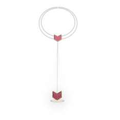 Menta Şahmeran Bilezik - Rodolit garnet 14 ayar altın bilezik (40 cm beyaz altın rolo zincir) #1i49b1z