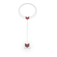 Garnet 18 ayar beyaz altın bilezik (40 cm rose altın rolo zincir)