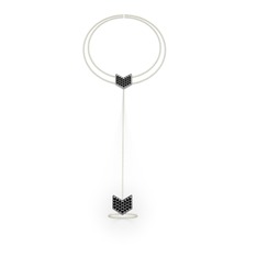 Menta Şahmeran Bilezik - Siyah zirkon 18 ayar beyaz altın bilezik (40 cm gümüş rolo zincir) #1wkiwqo