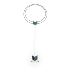 Lab safir 14 ayar altın bilezik (40 cm gümüş rolo zincir)