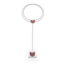 Menta Şahmeran Bilezik - Garnet 14 ayar beyaz altın bilezik (40 cm gümüş rolo zincir) #e36f0