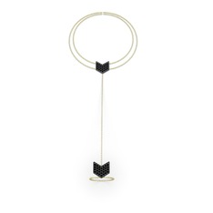 Menta Şahmeran Bilezik - Siyah zirkon 925 ayar siyah rodyum kaplama gümüş bilezik (40 cm altın rolo zincir) #g1rnod