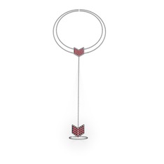 Pembe kuvars 8 ayar beyaz altın bilezik (40 cm gümüş rolo zincir)