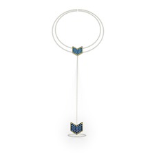 Lab safir 18 ayar altın bilezik (40 cm beyaz altın rolo zincir)