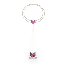 Menta Şahmeran Bilezik - Rodolit garnet 14 ayar beyaz altın bilezik (40 cm rose altın rolo zincir) #vzjd09