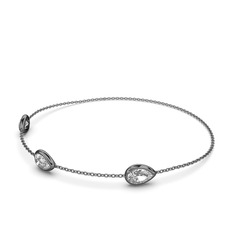 Swarovski 925 ayar siyah rodyum kaplama gümüş bilezik (17 cm gümüş rolo zincir)