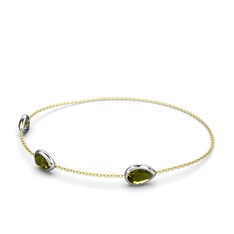 Peridot 925 ayar gümüş bilezik (17 cm altın rolo zincir)