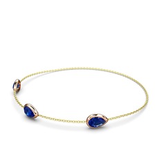 Lab safir 14 ayar rose altın bilezik (17 cm altın rolo zincir)